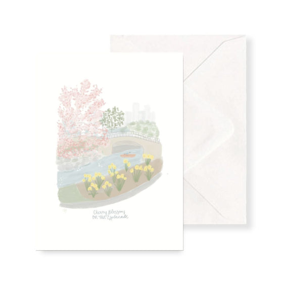 Cherry Blossoms on the Esplanade Greeting Card