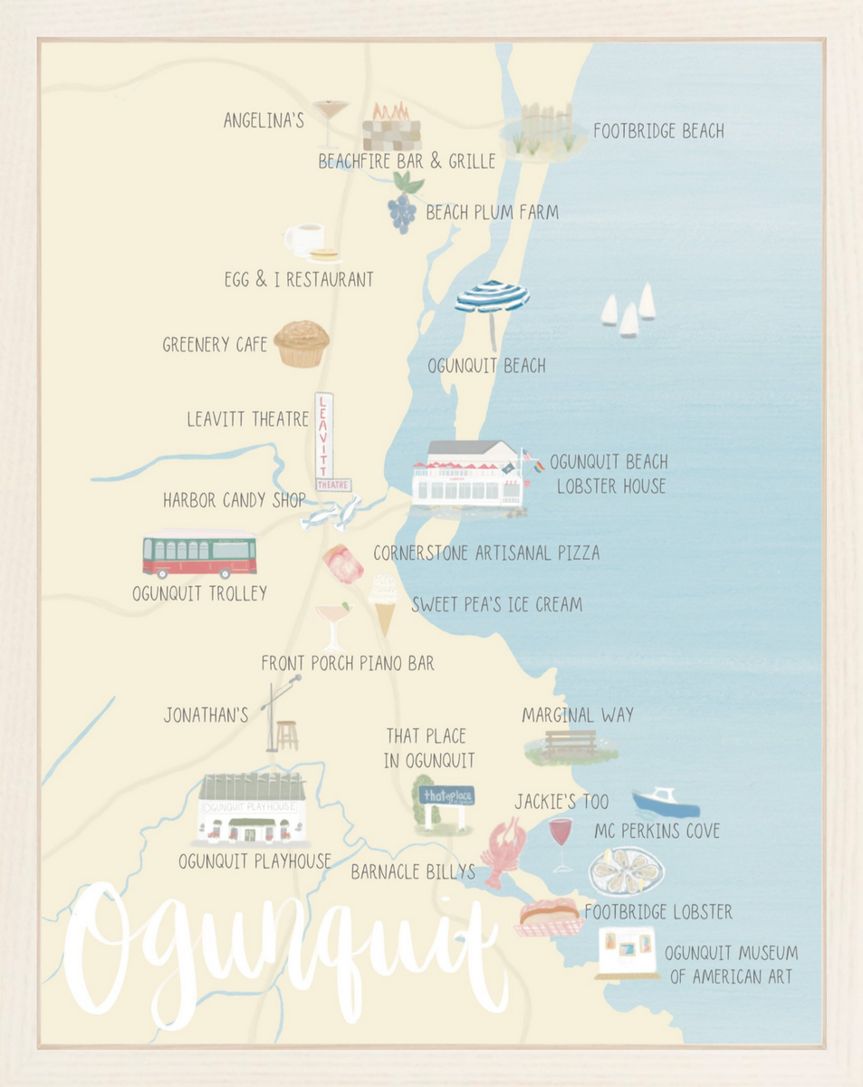 Ogunquit Map Print Palm Prints