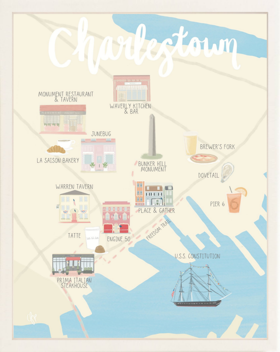 Charlestown Massachusetts Map Print