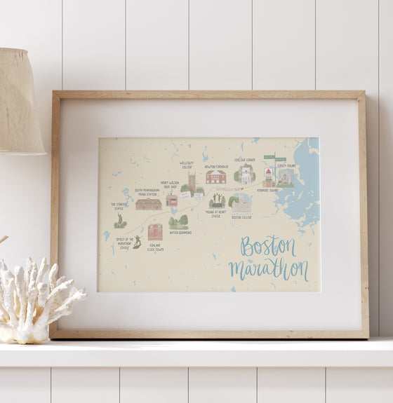 Boston Marathon Map Print