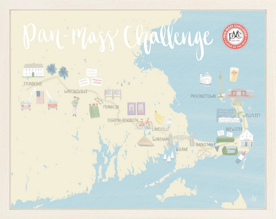 Pan-Mass Challenge Charity Map Print