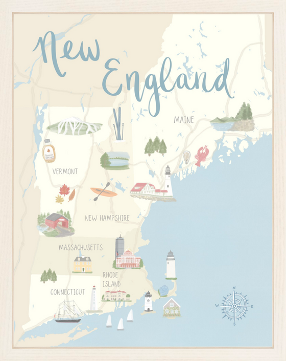New England Map Print